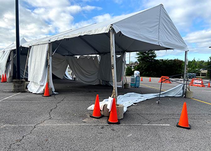 damaged tent